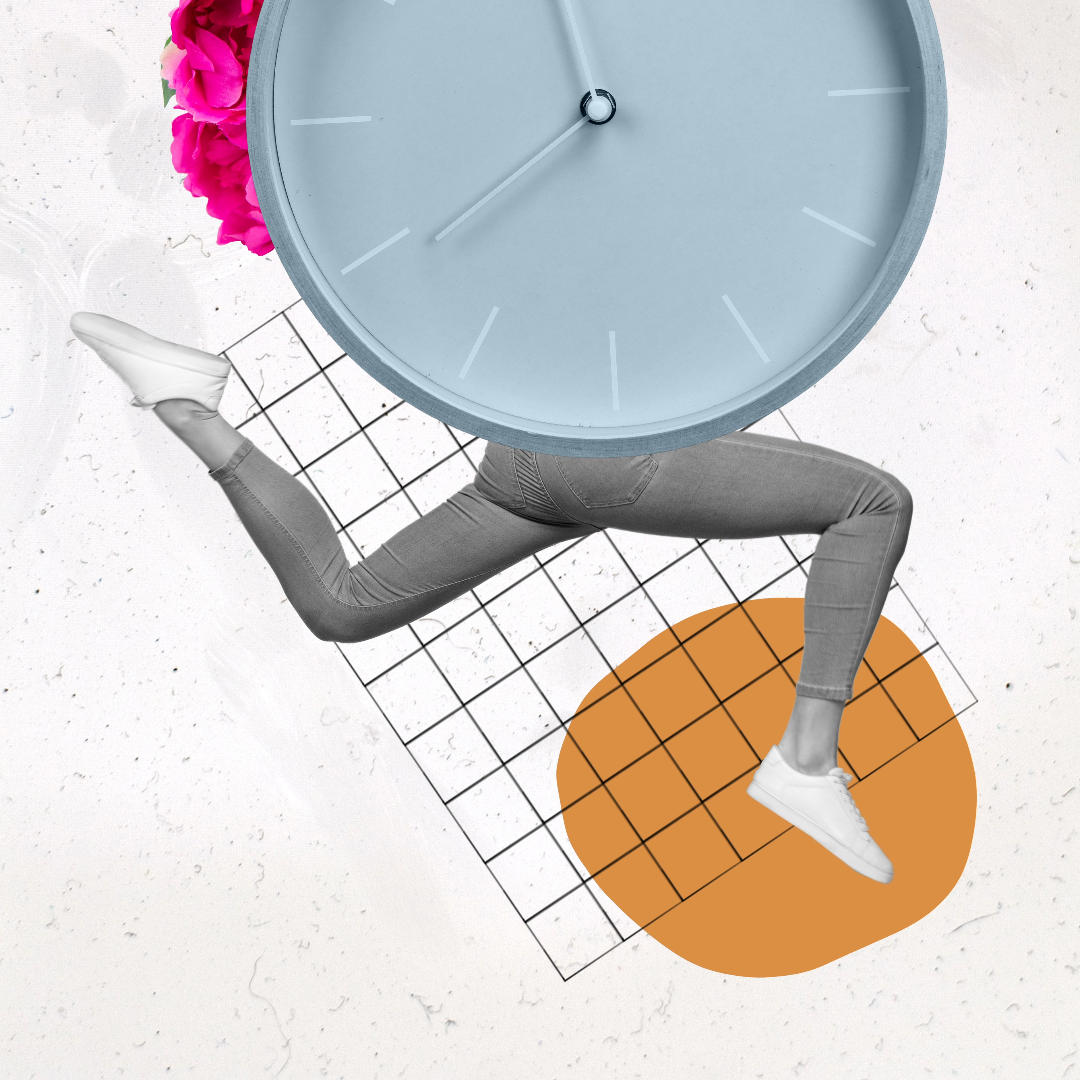Abstract image representing a person managing time and responsabilities