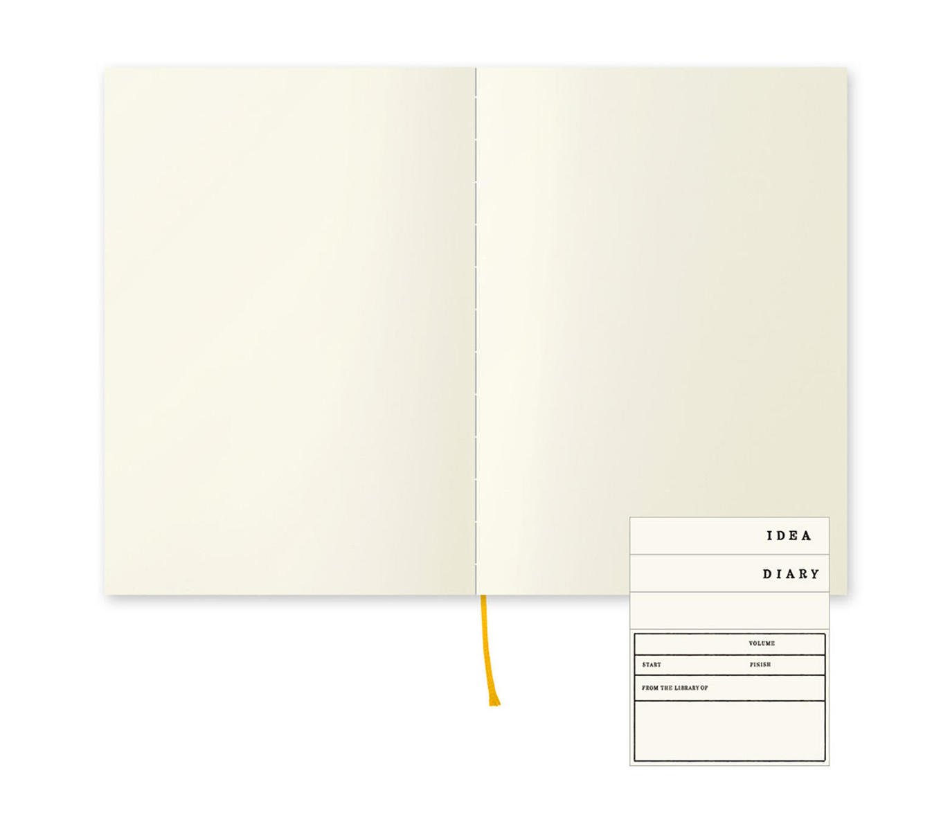 Midori MD notebook A5 Plain. Shows stickers. Made with MD paper. Notebook for journaling, note taking and sketching.
